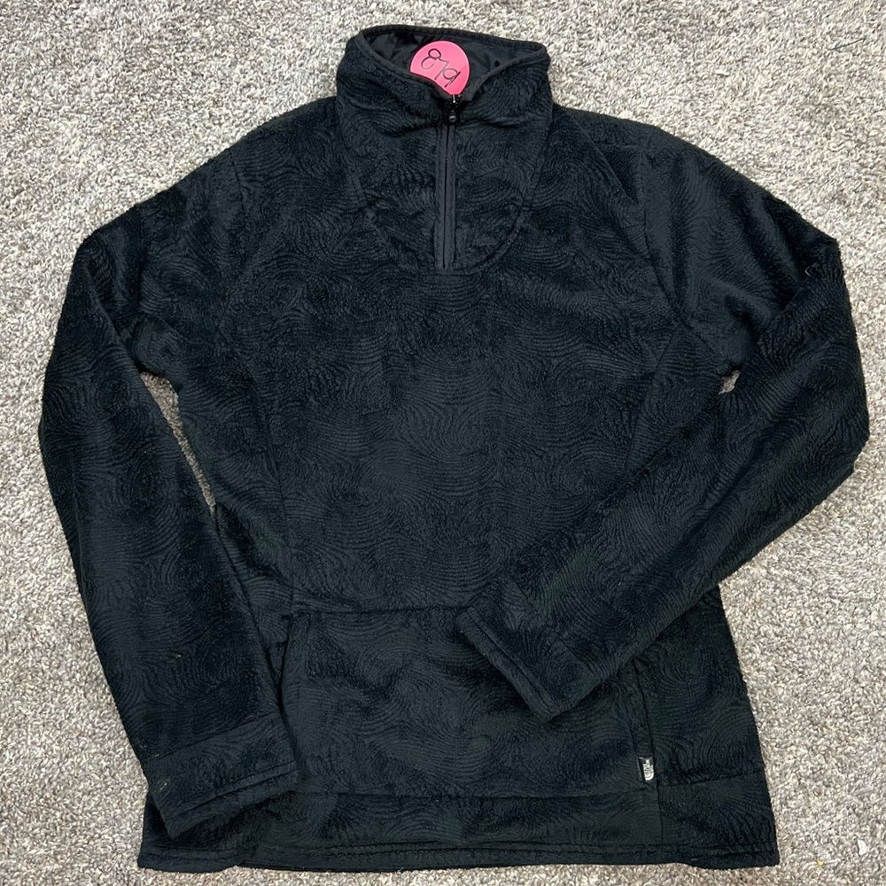 The north face jacket Womens large black fuzzy pullover‎ quarter zip sweater